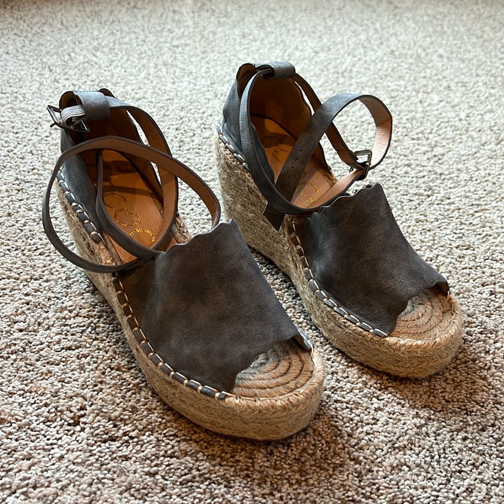 CCOCCI Espadrille Wedges, gray, never been worn, size 7